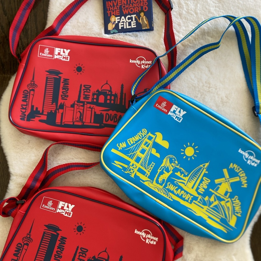 Emirates Kids Travel Crossbody Messenger Bags Set of 3 - NEW Lonely Planet Kids